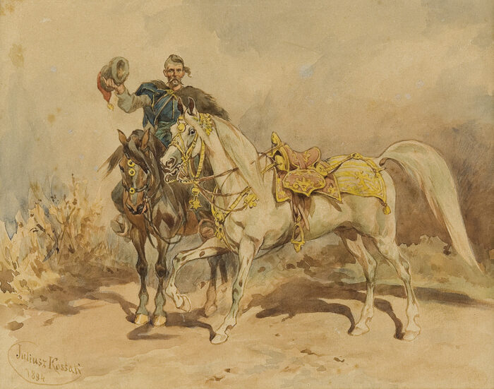 Kozak z luzakiem, 1884, autor: Juliusz Kossak, źródło: Agra Art